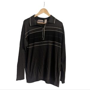 2/$15 Men's Nevada JeansWear Striped Long Sleeve Grey,Black & White-Size Medium